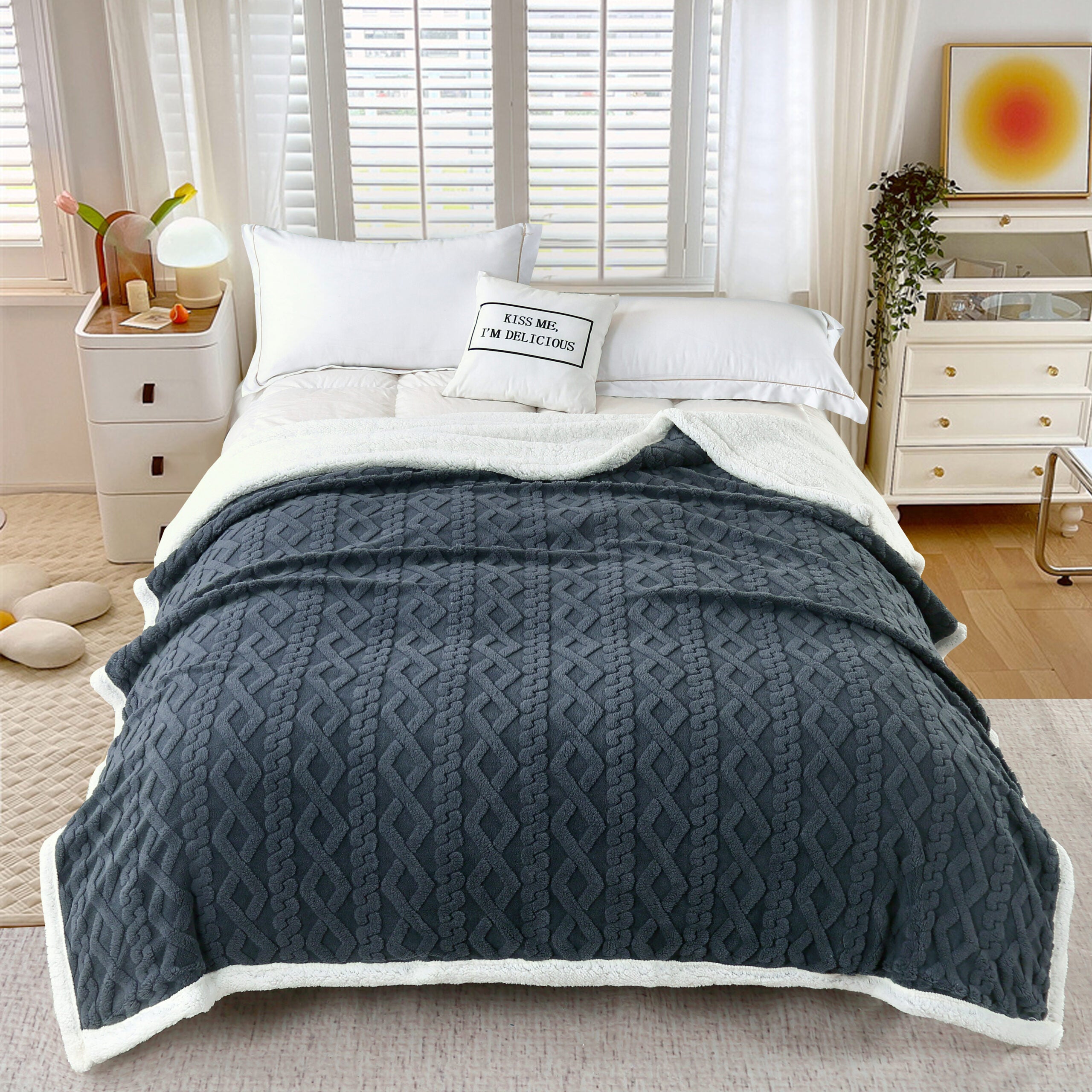 PATURĂ TRICOT CU BLĂNIȚĂ - ANTRACIT